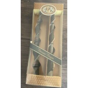 2 BD Designs 12" Tapers 100% Natural Beeswax Candles Black Spiral Cherries Clear